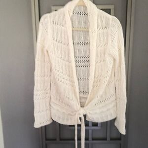 One GIrl Who bohemian cream open weave knit sweater. Size M